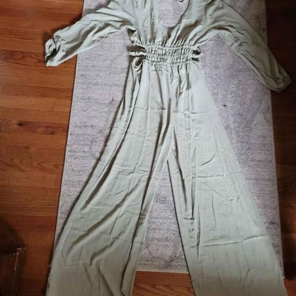 Forever 21 Sage Wide-Leg Jumpsuit XL